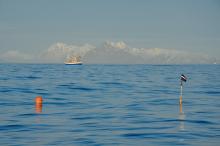 Picture of ocean and boats from Norges Fiskarlag